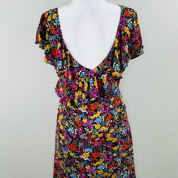 Lost + Wander Sleeveless Flora Garden Asymmetric Ruffled Midi Dress Large NWT - Picture 9 of 13